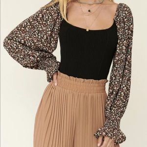 Medium floral balloon sleeve bodysuit